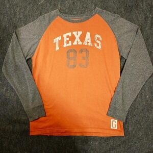 Garb Texas 83 Raglan Long Sleeve Shirt Youth XL Orange Grey Cotton Graphic Tee